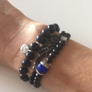 Set of 3 Black Beaded Bracelets